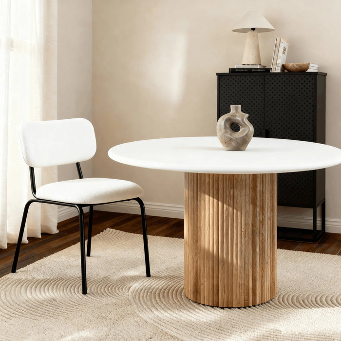 Lino Oak 4-Seater Dining Table Cream