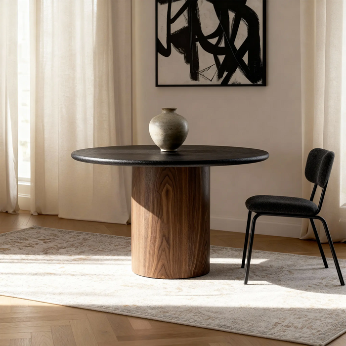 Lumo 4 Seater Dining Table - Walnut Veneer Black