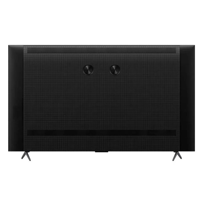 Back of a black TV on a white background