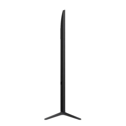 Thin black monitor stand on a white background