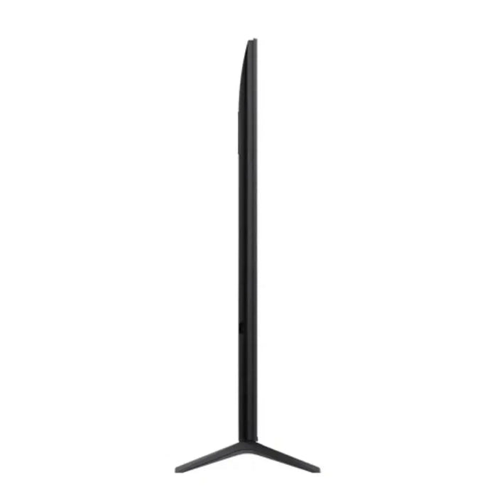Thin black monitor stand on a white background