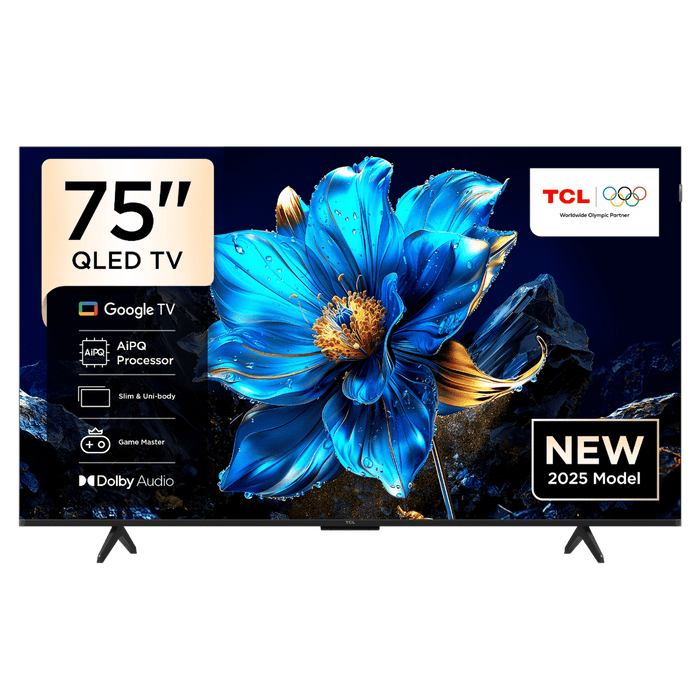 TCL 75 Inch 4K QLED Google TV 2025 | QLED | Slim & Uni-body | AiPQ Processor | Dolby Vision & Atmos | HDR10+ | HVA Panel | 75P7K