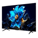 Television displaying a blue flower on a dark background