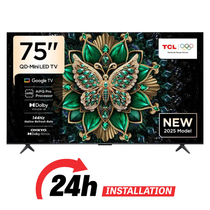 TCL 75 Inch TV C6K Premium QD-MiniLED TV | | Precise Dimming Series Up to 512 Zones | High HDR Brightness | QLED | HVA Panel | ONKYO 2.1 Hi-Fi System | AiPQ Pro Processor | 144Hz Native Refresh Rate | Ultra Slim Design | 2025