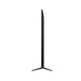 Black computer monitor stand on a white background