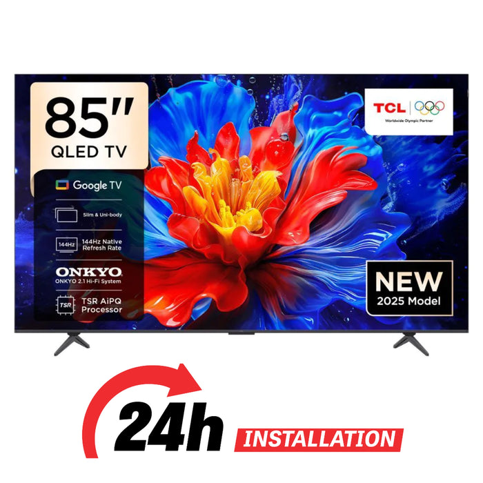 TCL 85 Inch P8K QLED TV | 144Hz | ONKYO 2.1 Audio | AiPQ Pro Processor | HVA Panel | Slim & Uni-body | 2025