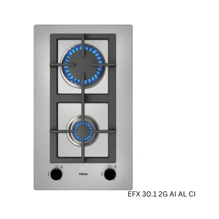 TEKA 30cm Gas Hob | Natural Gas | Stainless Steel | Cast Iron Grates | Auto Ignition|EFX 30.1 2G AI AL CI EROS