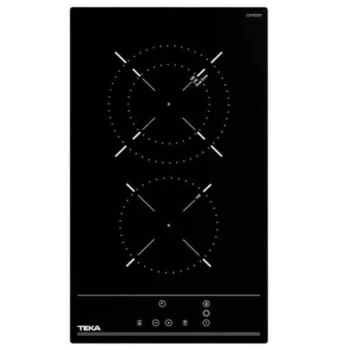 Black induction cooktop with Teka branding on a white background