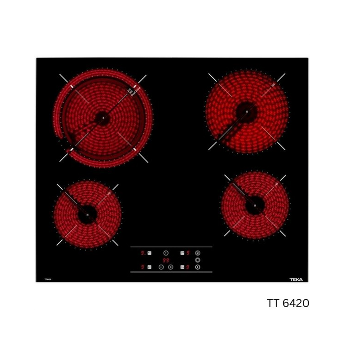 TEKA 60cm Vitroceramic Hob | 4 Zones | Touch Control | Independent Zone Programming |  Cooking Timer | Booster Function | Slim Metal Frame** |TT 6420 EROS