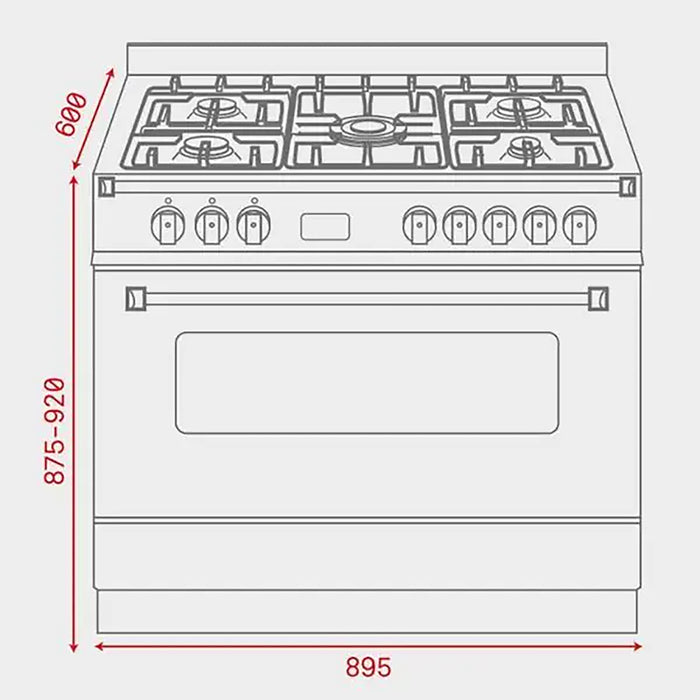 TEKA 90*60 cm Freestanding Cooker | Gas Hob & Multifunction Gas Oven | 5 Gas Burners | Close Door Grilling** |FS3FF L90GG S/S