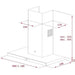 Measurement chart of a kitchen hood with dimensions labeled
