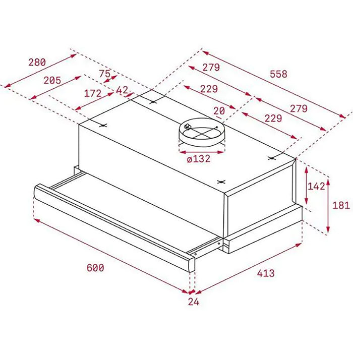 TEKA 90cm Pull-out Hood with doble motor turbine and 2 speeds |TL 9310|