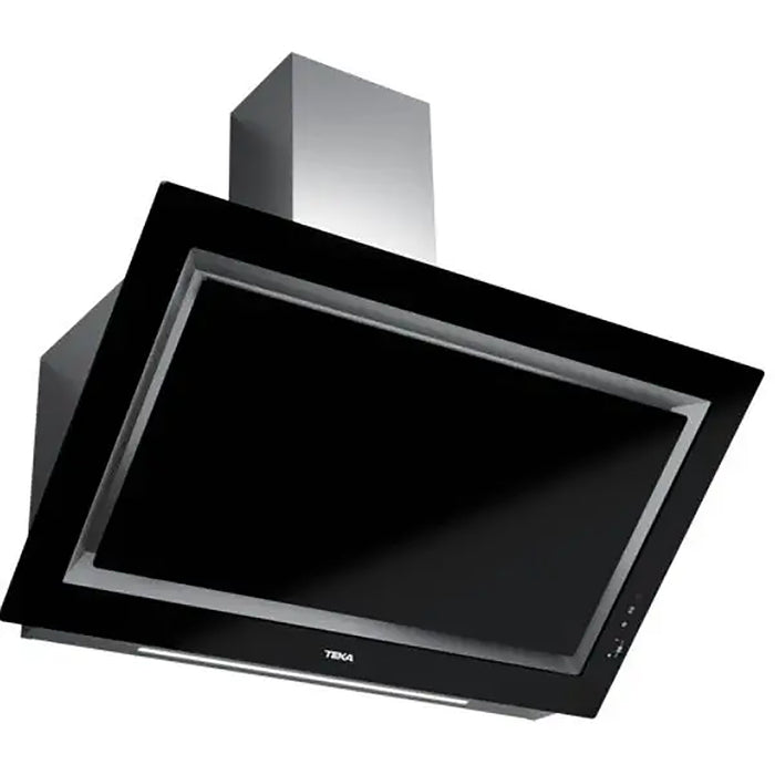 Black kitchen hood with Teka branding on a white background