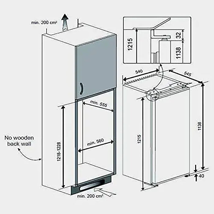 Teka Artic 200 L Built-In Refrigerator | Energy A++ | 122 cm | TKI4 215