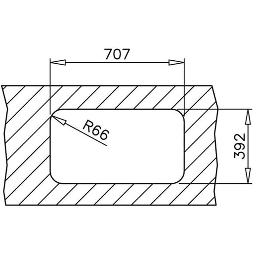 Technical drawing of a mechanical component with dimensions