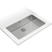Stainless steel kitchen sink with white countertop