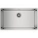 Stainless steel kitchen sink on a white background