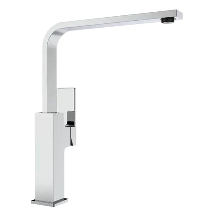 Chrome kitchen faucet on a white background