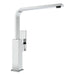 Chrome kitchen faucet on a white background