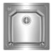 Stainless steel kitchen sink on a white background