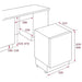 Technical drawing of a kitchen cabinet with dimensions labeled
