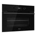 Black Teka oven with digital display on a white background