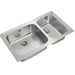 Stainless steel kitchen sink on a white background