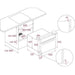 Technical drawing of a kitchen island with measurements