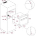 Technical drawing of a kitchen cabinet with dimensions labeled