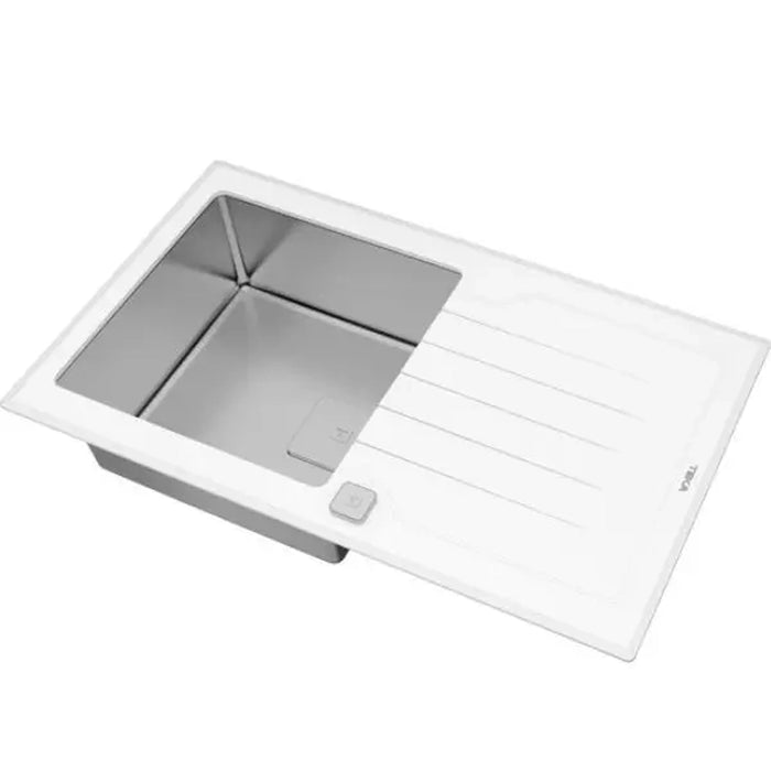 TEKA |Diamond RS15 1B 1D 86| Inset glass sink with one bowl and one drainer-DIAMOND RS15 1B 1D 86 AUTO WH EROS