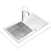 TEKA |Diamond RS15 1B 1D 86| Inset glass sink with one bowl and one drainer-DIAMOND RS15 1B 1D 86 AUTO WH EROS