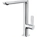 Chrome kitchen faucet on a white background