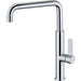 Chrome kitchen faucet on a white background