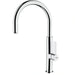 Chrome kitchen faucet on a white background