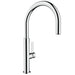 Chrome kitchen faucet on a white background