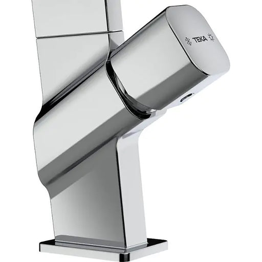 Chrome bathroom faucet with Teka branding on a white background