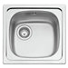 Stainless steel kitchen sink on a white background