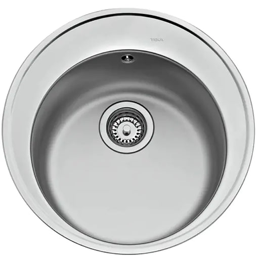 Stainless steel kitchen sink with Teka branding on a white background
