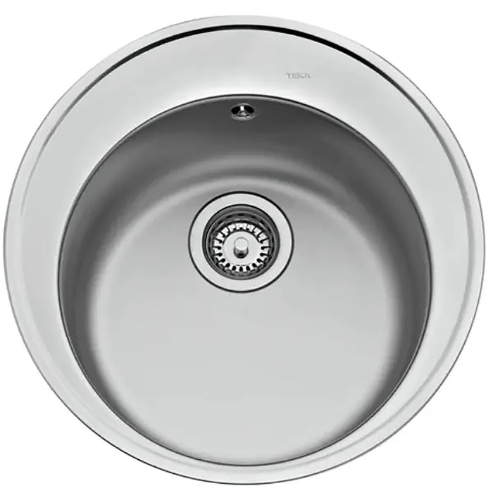 Stainless steel kitchen sink with Teka branding on a white background