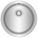 Stainless steel kitchen sink on a white background