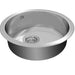 Stainless steel kitchen sink on a white background