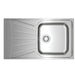 Stainless steel kitchen sink on a white background