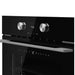 Black oven with silver knobs and 'Steakmaster' branding on a white background