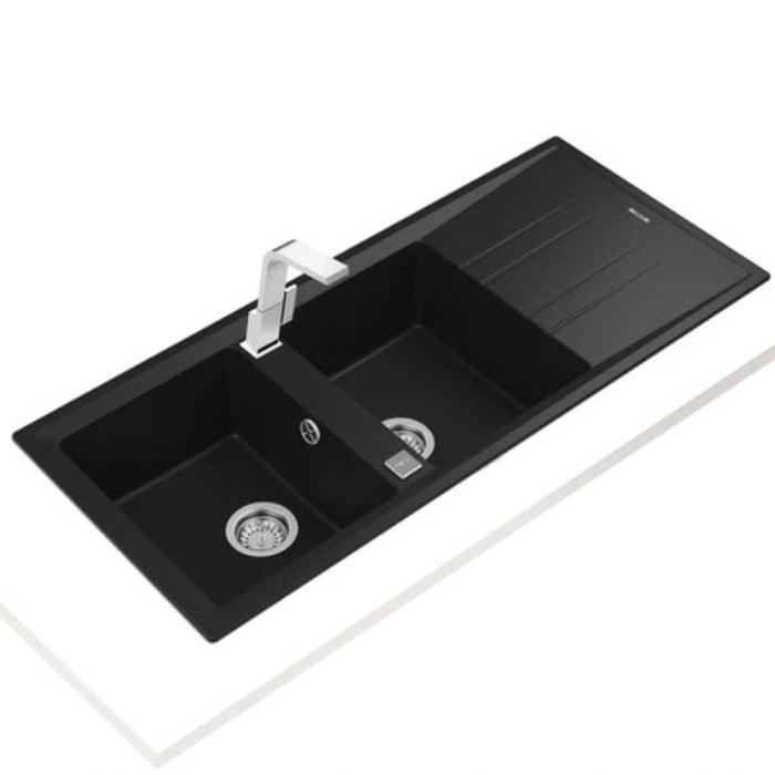 TEKA |STONE 80 B-TG 2B 1D AUTO MG| Inset Tegranite Sink with two bowls and one drainer