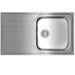 Stainless steel kitchen sink on a white background