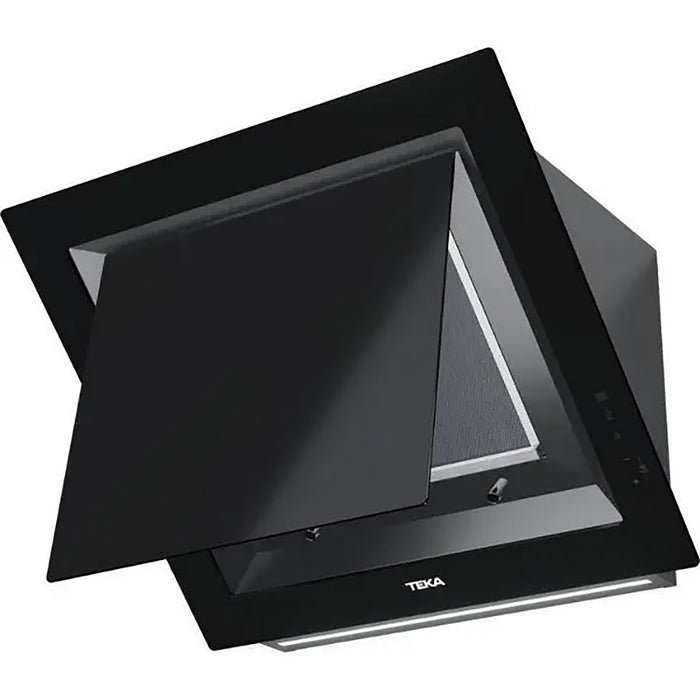 Black TEKA kitchen hood on a white background