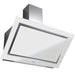 Stainless steel range hood on a white background