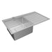 Gray kitchen sink with a divided basin on a white background