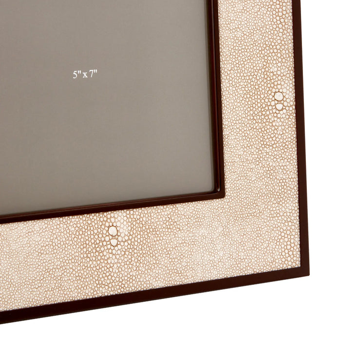 Ecru Faux Shagreen & Bronze Photo Frame
