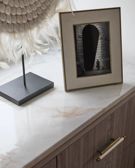 Ecru Faux Shagreen & Bronze Photo Frame
